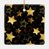 黄金の星とシームレスなパターン セラミックオーナメント (裏面)