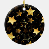 黄金の星とシームレスなパターン セラミックオーナメント (裏面)