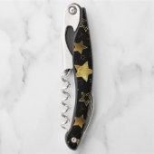 黄金の星とシームレスなパターン ソムリエナイフ (正面)