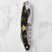 黄金の星とシームレスなパターン ソムリエナイフ (裏面)