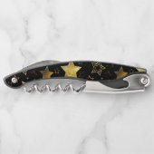 黄金の星とシームレスなパターン ソムリエナイフ (裏面)