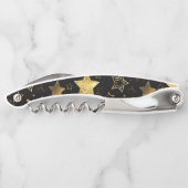 黄金の星とシームレスなパターン ソムリエナイフ (裏面)