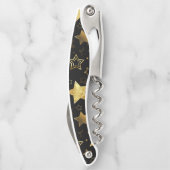 黄金の星とシームレスなパターン ソムリエナイフ (裏面)