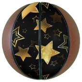 黄金の星とシームレスなパターン バスケットボール (縦)