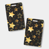 黄金の星とシームレスなパターン バッジ (正面＆裏面)