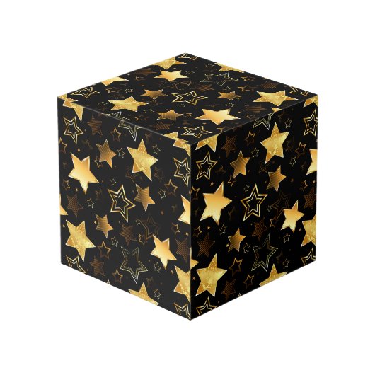 黄金の星とシームレスなパターン フォトキューブ (裏面アングル)