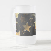 黄金の星とシームレスなパターン フロストグラスビールジョッキ (正面左)