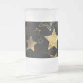黄金の星とシームレスなパターン フロストグラスビールジョッキ (中央)