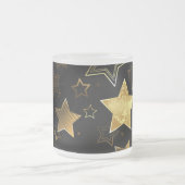 黄金の星とシームレスなパターン フロストグラスマグカップ (中央)