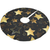 黄金の星とシームレスなパターン ブラッシュドポリエステルツリースカート (アングル)