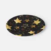 黄金の星とシームレスなパターン ペーパープレート (アングル)