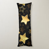 黄金の星とシームレスなパターン ボディピロー (裏面 (縦))