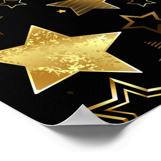 黄金の星とシームレスなパターン ポスター (角)