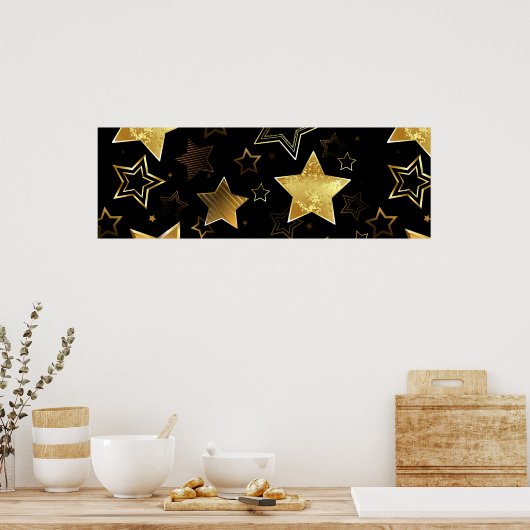 黄金の星とシームレスなパターン ポスター (キッチン)