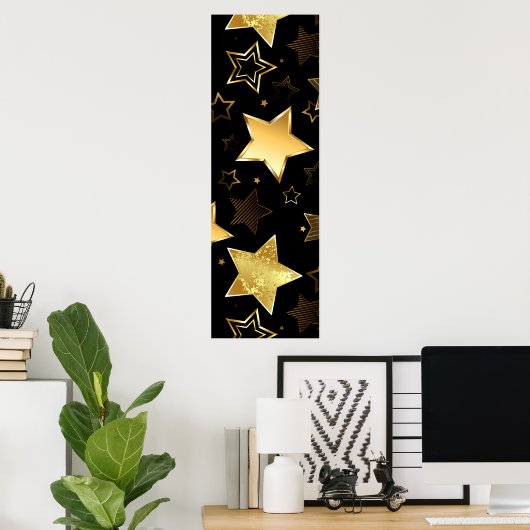黄金の星とシームレスなパターン ポスター (ホームオフィス)