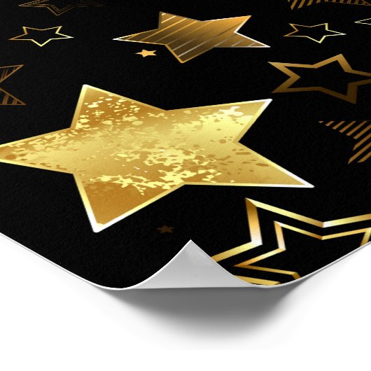 黄金の星とシームレスなパターン ポスター (角)