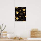 黄金の星とシームレスなパターン ポスター (キッチン)