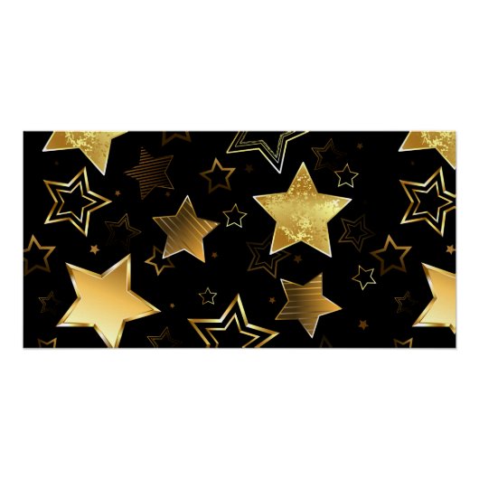 黄金の星とシームレスなパターン ポスター (正面)