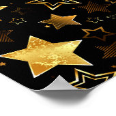 黄金の星とシームレスなパターン ポスター (角)