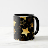 黄金の星とシームレスなパターン マグカップ (正面右)