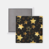 黄金の星とシームレスなパターン マグネット (正面/裏面)