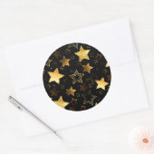 黄金の星とシームレスなパターン ラウンドシール (封筒)