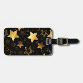 黄金の星とシームレスなパターン ラゲッジタグ (正面横)