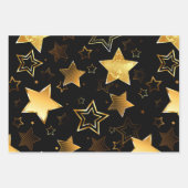 黄金の星とシームレスなパターン ラッピングペーパーシート (正面3)