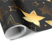 黄金の星とシームレスなパターン ラッピングペーパー (ロールコーナー)