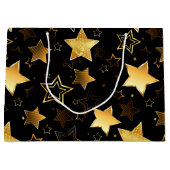 黄金の星とシームレスなパターン ラージペーパーバッグ (正面)