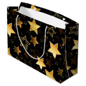 黄金の星とシームレスなパターン ラージペーパーバッグ (裏面アングル)