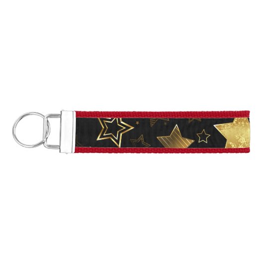 黄金の星とシームレスなパターン リストバンドキーホルダー (鍵左)