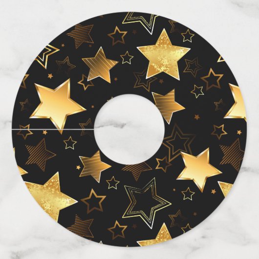 黄金の星とシームレスなパターン ワイングラスタグ (正面)