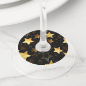 黄金の星とシームレスなパターン ワイングラスタグ (クローズアップ)