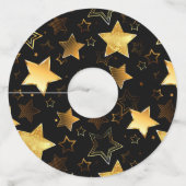 黄金の星とシームレスなパターン ワイングラスタグ (裏面)