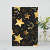 黄金の星とシームレスなパターン 便箋 (スタンド正面)