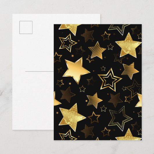 黄金の星とシームレスなパターン 案内ポストカード (正面/裏面)