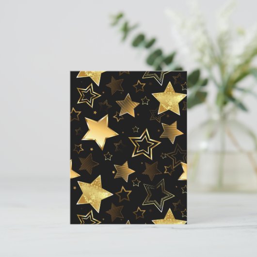 黄金の星とシームレスなパターン 案内ポストカード (スタンド正面)