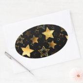 黄金の星とシームレスなパターン 楕円形シール (封筒)