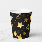 黄金の星とシームレスなパターン 紙コップ (左)