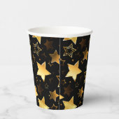 黄金の星とシームレスなパターン 紙コップ (右)