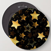 黄金の星とシームレスなパターン 缶バッジ (正面&裏面)