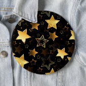 黄金の星とシームレスなパターン 缶バッジ (インサイチュ)