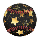 黄金の星とシームレスなパターン 野球ボール (裏面)