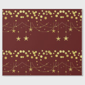 黄金の星と円パターン(の模様が)ある ラッピングペーパー (フラット)