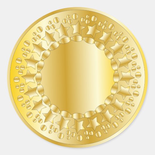 黄金の星と円 ラウンドシール (正面)