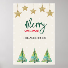 黄金の星と水カラフル色の木のポスター ポスター