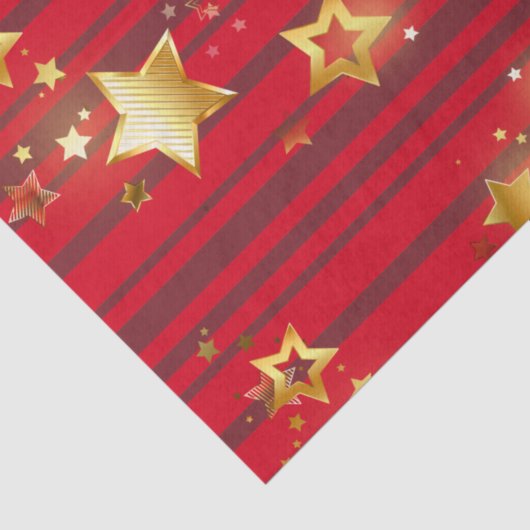 黄金の星と縞模様がクリスマスに咲く 薄葉紙 (詳細)