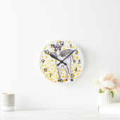 黄金の星のアクセントを持つ魔法の翼のユニコーン ラウンド壁時計 (ホーム)