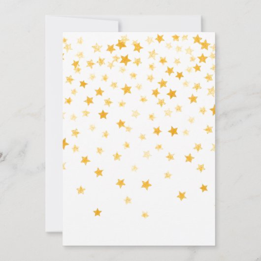 黄金の星のアクセントを持つ魔法の翼のユニコーン 招待状 (裏面)